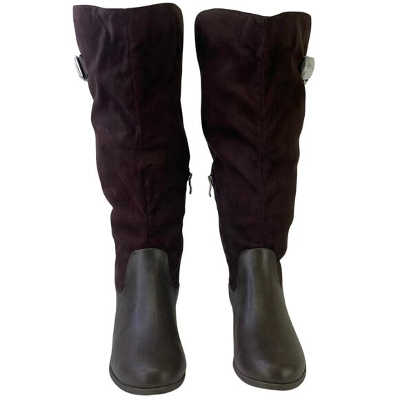 Journee Collection Women Brown Buckle Accent Frenchy Round Toe Dress Boot 11 XWC - Picture 16 of 16